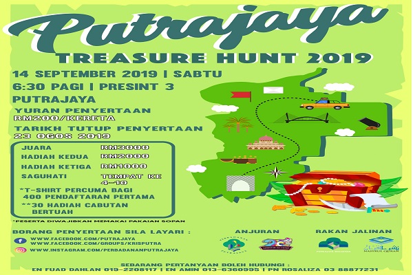 PETA laluan Putrajaya Treasure Hunt 2019